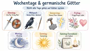 Vorschau - Arbeitsblätter - Arbeitsblätter "Was haben unsere Wochentage mit germanischen Göttern zu tun?" + Lösung & MP3 + Infografik - Seite 3