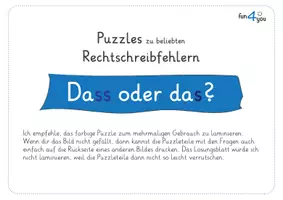 Vorschau - Stationenlernen - Dass oder das - Puzzle - Rechtschreibung - Seite 1