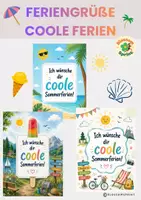 Vorschau - Mal- und Bastelvorlagen - Feriengruß - Coole Sommerferien - Deckblatt