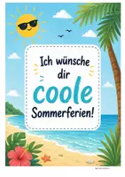 Vorschau - Mal- und Bastelvorlagen - Feriengruß - Coole Sommerferien - Seite 1