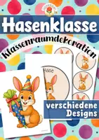 Vorschau - Mal- und Bastelvorlagen - Hasenklasse - Wand- und Türdeko | Klassenraumdekoration (Klassentier) - Deckblatt