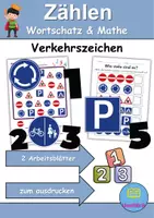 Vorschau - Arbeitsblätter - Verkehrsschilder / Verkehrszeichen Zählen/Mathematik - Klasse 1 und 2 - Deckblatt