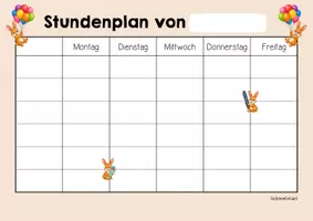 Vorschau - Arbeitsblätter - Hasenklasse - Stundenplan (Klassentier) - Seite 2