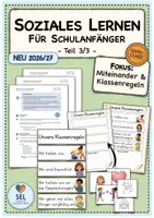 Vorschau - Stundenentwürfe - Soziales Lernen / Sozialtraining für Schulanfänger: Teil 3 (Doppelstunde) / Miteinander & Klassenregeln / Schuljahresbeginn / Klasse 1 / differenziert - Deckblatt