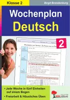 Vorschau - Unterrichtsreihen - Wochenplan Deutsch Klasse 2 | Grammatik, Rechtschreibung, Grundschule | Kreatives Schreiben, Lesekompetenz, Freiarbeit, Lösungen, 36 Wochenpläne - Deckblatt