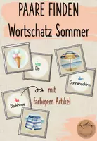 Vorschau - Stationenlernen - Paare finden: Wortschatz Sommer - DaZ - Deckblatt