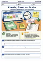 Vorschau - Arbeitsblätter - Kalender Fristen und Termine Arbeitsheft Klasse 5 bis 6 Schulstart Organisation lernen - Deckblatt