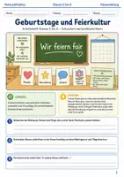 Vorschau - Arbeitsblätter - Geburtstage und Feierkultur Arbeitsheft Klasse 5 bis 6 Schulstart wertschätzend feiern - Deckblatt