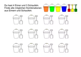 Vorschau - Arbeitsblätter - Kombinatorik Eimer Schaufel - Seite 1