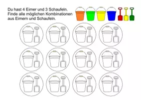 Vorschau - Arbeitsblätter - Kombinatorik Eimer Schaufel - Deckblatt