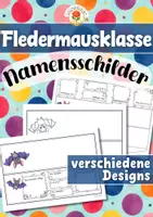 Vorschau - Mal- und Bastelvorlagen - Fledermausklasse - Namensschilder (Klassentier) - Deckblatt
