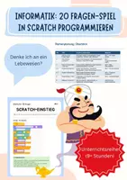 Vorschau - Unterrichtsreihen - Scratch-Reihe: „20 Fragen“-Ratespiel programmieren (komplette Reihe für Informatik Sek I) - Deckblatt