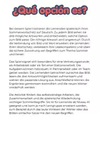 Vorschau - Arbeitsblätter - Multiple Choice: ¿Qué opción es? Sommer Ferien Spanisch - Seite 1