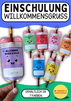 Vorschau - Mal- und Bastelvorlagen - Willkommensgeschenk zur Einschulung | Bleistifte in 7 Farben | Schulanfang | 1. Klasse | Grundschule - Deckblatt
