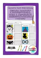 Vorschau - Arbeitsblätter - Pixelkunst Halloween - Geometrie, Kunst, Wahrnehmung - Deckblatt