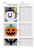Vorschau - Arbeitsblätter - Pixelkunst Halloween - Geometrie, Kunst, Wahrnehmung - Seite 1