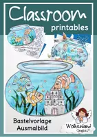 Vorschau - Mal- und Bastelvorlagen - Goldfischglas Aquarium basteln Unterwasserwelt Fische Meer - Deckblatt