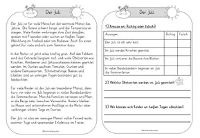 Vorschau - Arbeitsblätter - Lesetext des Monats - Juli - Seite 1