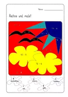 Vorschau - Arbeitsblätter - Rechenmalbild Subtraktion im ZR 20 - Antiversion Rechnen und Malen - Deckblatt