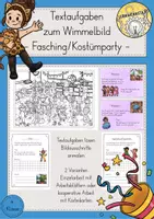 Vorschau - Stundenentwürfe - Textaufgaben Sachrechnen Wimmelbild Fasching Karneval Zahlenraum 1 Million - Deckblatt