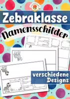 Vorschau - Mal- und Bastelvorlagen - Zebraklasse - Namensschilder (Klassentier) - Deckblatt