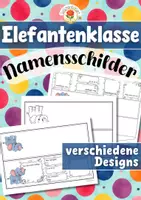 Vorschau - Mal- und Bastelvorlagen - Elefantenklasse - Namensschilder (Klassentier) - Deckblatt