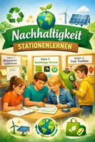 Vorschau - Stundenentwürfe - Stationenlernen Nachhaltigkeit – Komplettes Unterrichtsmaterial - Deckblatt