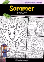 Vorschau - Mal- und Bastelvorlagen - Sommer – POP Art Ausmalbilder | 15 kreative Malvorlagen - Deckblatt
