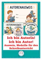 Vorschau - Mal- und Bastelvorlagen - Autorenausweis. Ich bin Autorin! Ich bin Autor! Ausweis & Medaille für den Schreibunterricht - Deckblatt