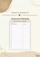 Vorschau - Text - "Die Sicherheitsbelehrung": Unterschriftenliste - Deckblatt