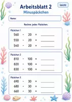 Vorschau - Arbeitsblätter - Rechenpäckchen bis 1000 | Mathematik Klasse 3 | 6 Arbeitsblätter als PDF - Seite 2