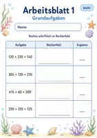 Vorschau - Arbeitsblätter - Schriftliche Addition mit mehreren Summanden | Mathematik Klasse 3 | 6 Arbeitsblätter als PDF - Seite 1
