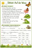 Vorschau - Arbeitsblätter - Diktat - Arbeitsblatt - "Auf der Wiese" / Klasse 3 - Deckblatt