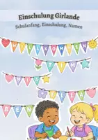 Vorschau - Mal- und Bastelvorlagen - Namens-Wimpelkette ABC: Einschulung & Schulanfang, Klassendeko & Fensterbilder zum Ausmalen - Deckblatt