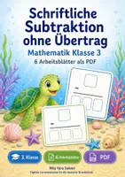 Vorschau - Arbeitsblätter - Schriftliche Subtraktion ohne Übertrag | Mathematik Klasse 3 | 6 Arbeitsblätter als PDF - Deckblatt