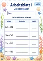 Vorschau - Arbeitsblätter - Schriftliche Subtraktion ohne Übertrag | Mathematik Klasse 3 | 6 Arbeitsblätter als PDF - Seite 1