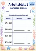 Vorschau - Arbeitsblätter - Schriftliche Subtraktion ohne Übertrag | Mathematik Klasse 3 | 6 Arbeitsblätter als PDF - Seite 3