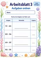 Vorschau - Arbeitsblätter - Schriftliche Subtraktion mit Übertrag | Mathematik Klasse 3 | 6 Arbeitsblätter als PDF - Seite 3