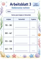 Vorschau - Arbeitsblätter - Schriftliche Subtraktion dreistellig | Mathematik Klasse 3 | 6 Arbeitsblätter als PDF - Seite 3