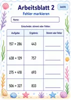Vorschau - Arbeitsblätter - Fehler finden schriftliche Addition | Mathematik Klasse 3 | 6 Arbeitsblätter als PDF - Seite 2