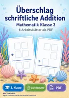 Vorschau - Arbeitsblätter - Überschlag schriftliche Addition | Mathematik Klasse 3 | 6 Arbeitsblätter als PDF - Deckblatt