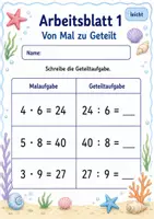Vorschau - Arbeitsblätter - Umkehraufgaben Einmaleins | Mathematik Klasse 3 | 6 Arbeitsblätter als PDF - Seite 1