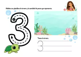 Vista previa - Hojas de trabajo - Números con plastilina: trazado, conteo y motricidad fina - página 2