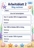 Vorschau - Arbeitsblätter - Liter Sachaufgaben | Mathematik Klasse 3 | 6 Arbeitsblätter als PDF - Seite 2