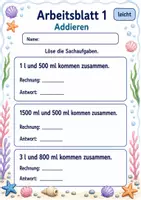Vorschau - Arbeitsblätter - Sachaufgaben mit Rauminhalten | Mathematik Klasse 3 | 6 Arbeitsblätter als PDF - Seite 1