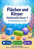 Vorschau - Arbeitsblätter - Flächen und Körper Klasse 3 | Mathematik Klasse 3 | 6 Arbeitsblätter als PDF - Deckblatt