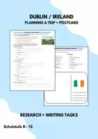 Vorschau - Arbeitsblätter - Ireland + Dublin RESEARCH + WRITING tasks Planning a trip + Postcard (More! 4 Unit 1) - Deckblatt