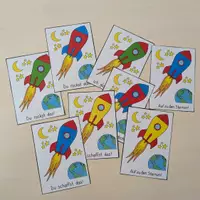 Vorschau - Bildkarten - Raketen - Motivationskarten 🚀 + gratis Ausmalbild - Seite 1