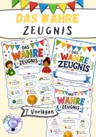 Vorschau - Fördermaterial/Inklusion - Das wahre Zeugnis Schulschluss Geschenk Noten - Deckblatt