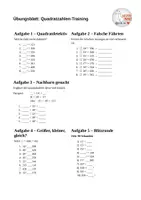 Vorschau - Arbeitsblätter - Übungsblatt: Quadratzahlen-Training - Seite 1